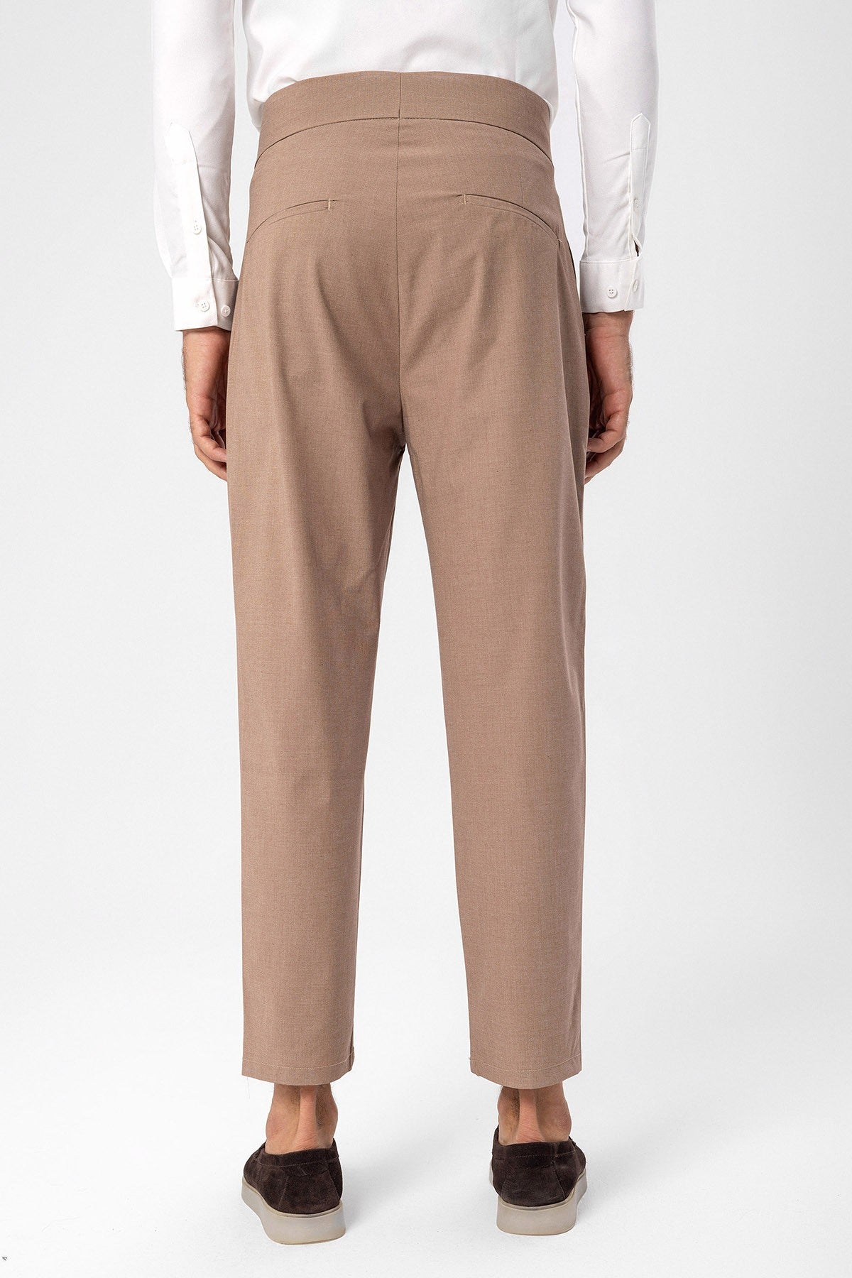 Antioch High-Waisted Belted Pleated Fabric Pants