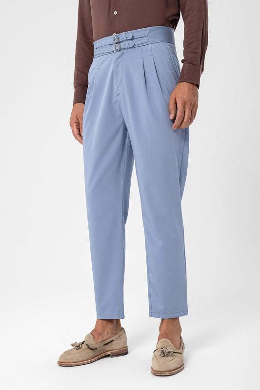 Antioch High-Waisted Belted Pleated Fabric Pants