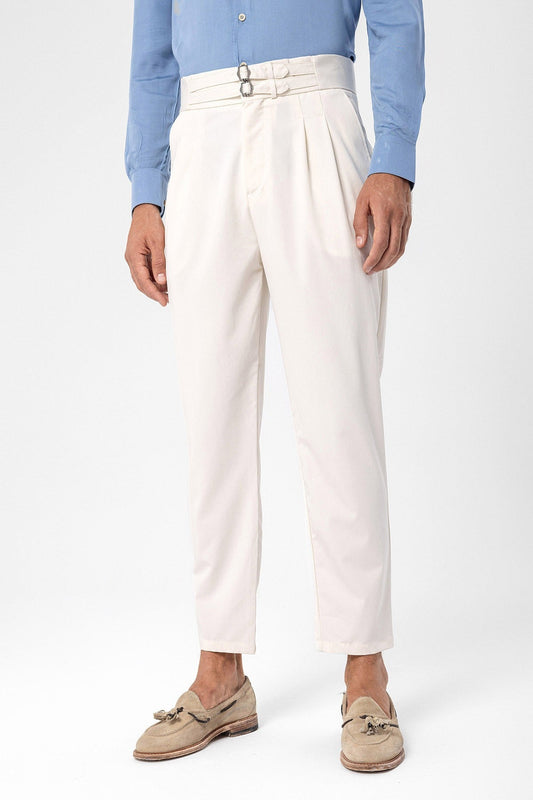 Antioch High-Waisted Belted Pleated Fabric Pants