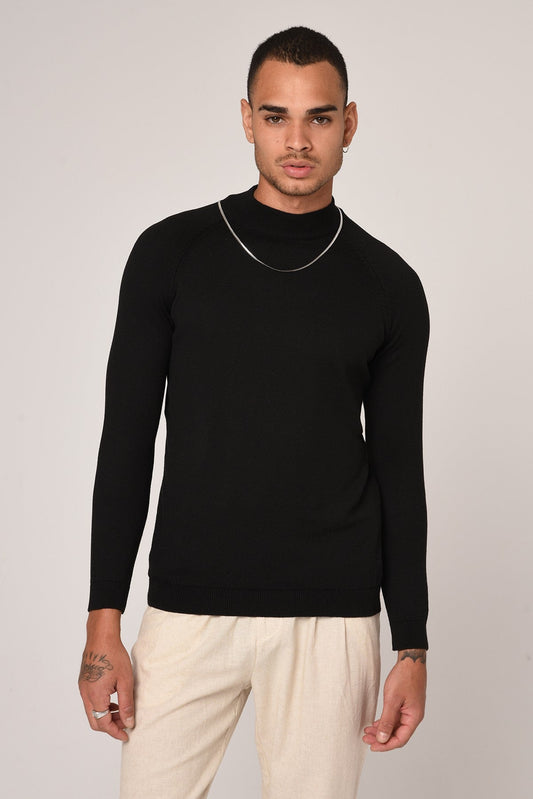 Slim-Fit Knit Sweater with a Half-Boat Neck