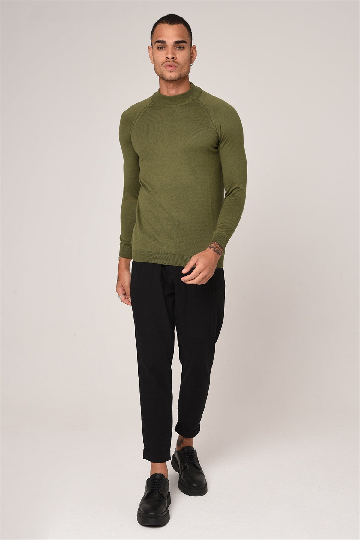 Slim-Fit Knit Sweater with a Half-Boat Neck