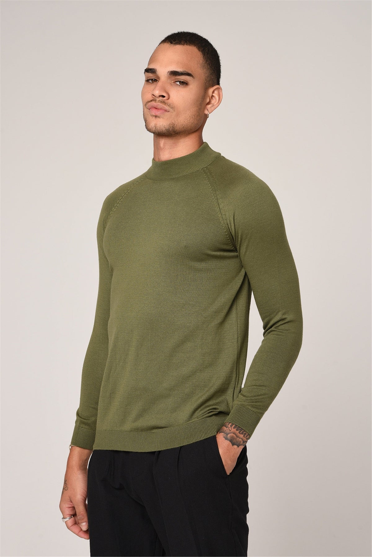Slim-Fit Knit Sweater with a Half-Boat Neck