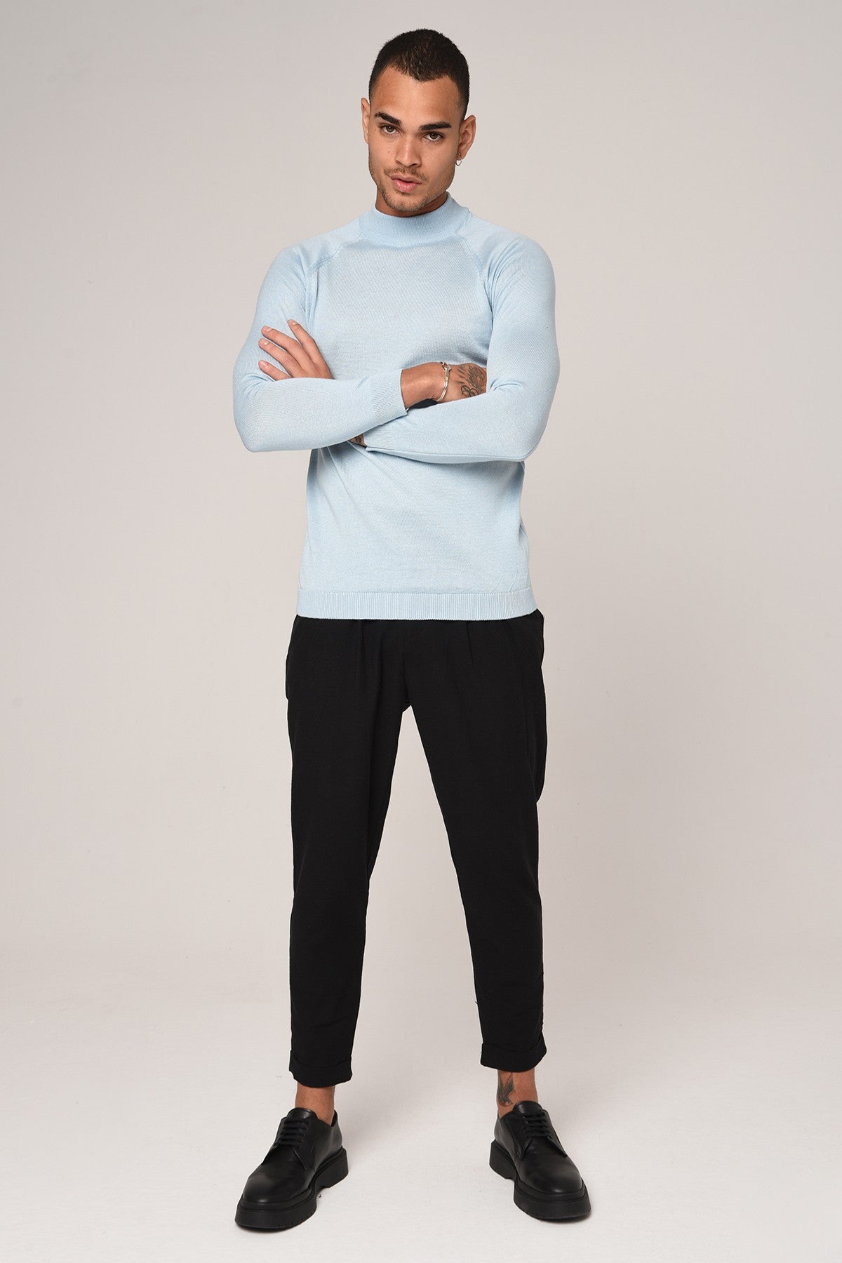 Slim-Fit Knit Sweater with a Half-Boat Neck