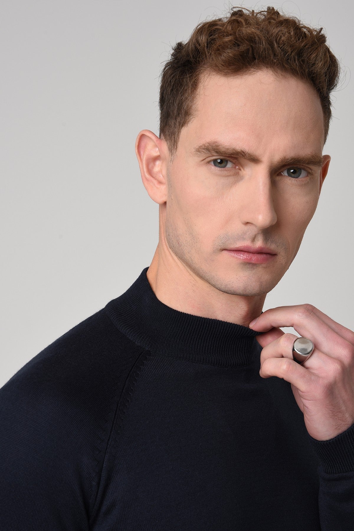 Slim-Fit Knit Sweater with a Half-Boat Neck