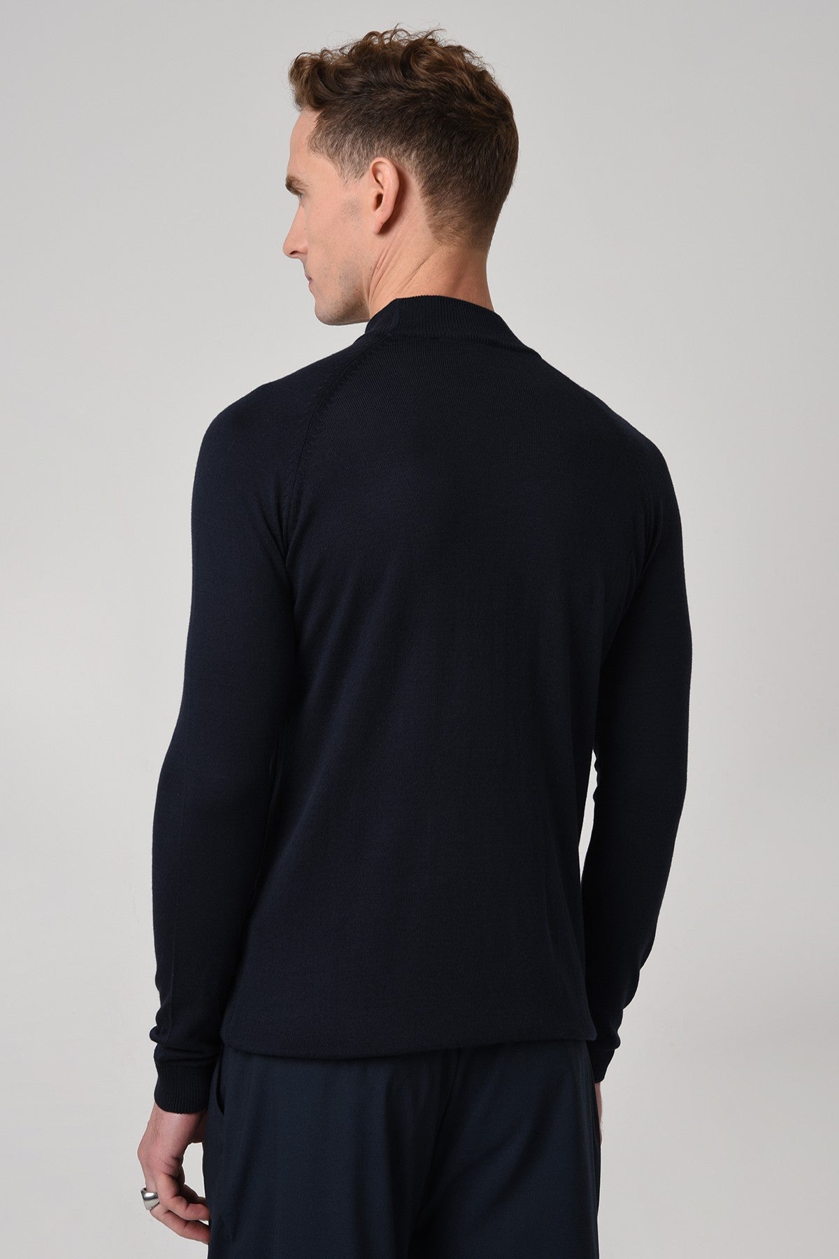 Slim-Fit Knit Sweater with a Half-Boat Neck