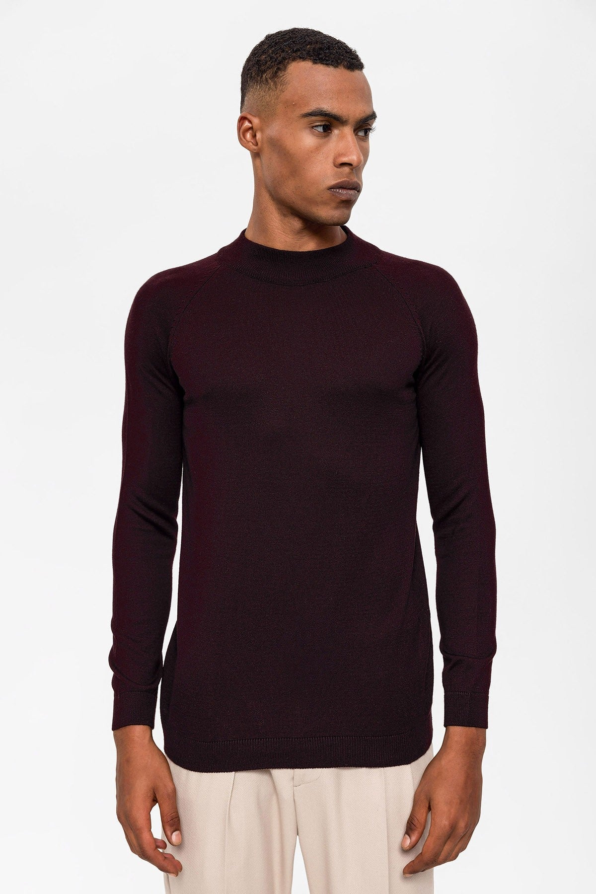 Slim-Fit Knit Sweater with a Half-Boat Neck