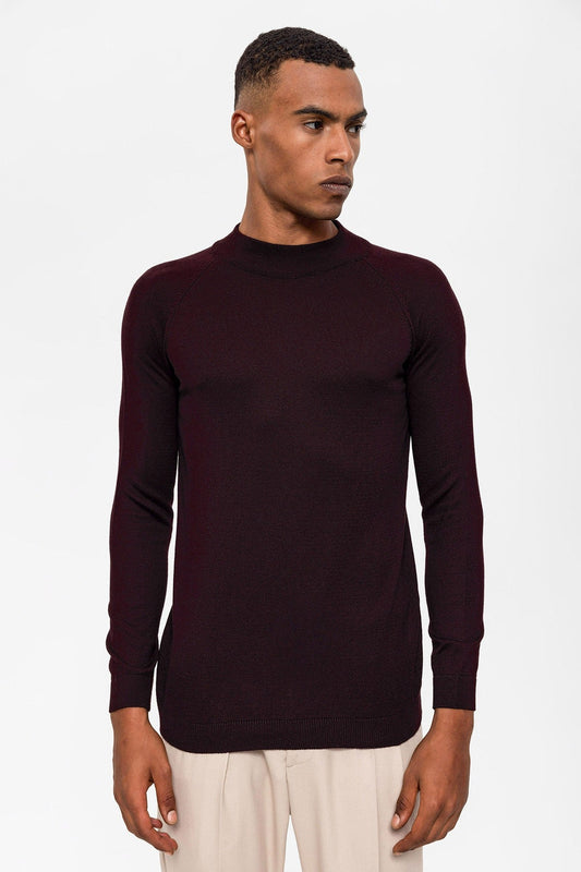 Slim-Fit Knit Sweater with a Half-Boat Neck
