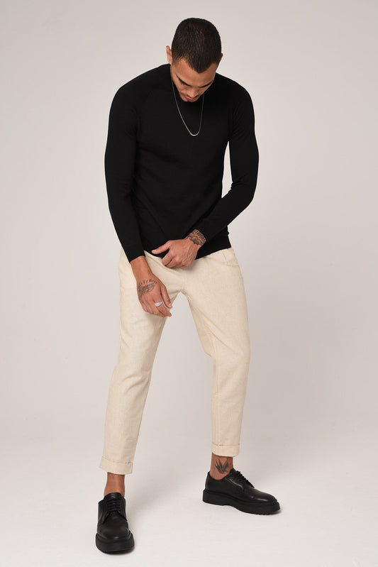 Slim-Fit Knit Sweater with a Half-Boat Neck