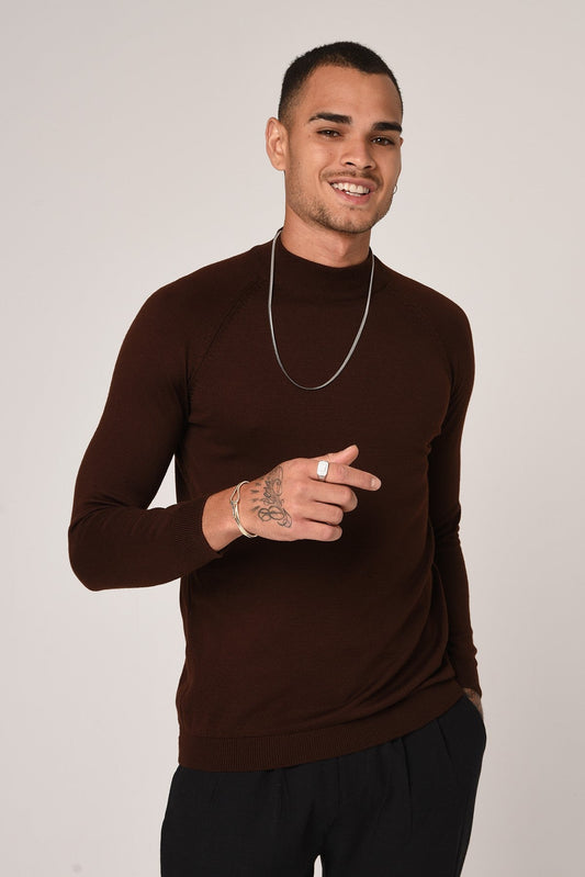 Slim-Fit Knit Sweater with a Half-Boat Neck