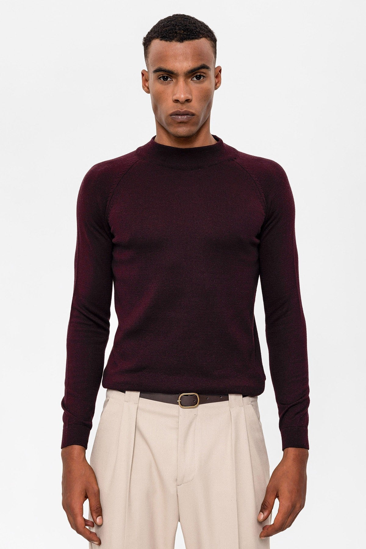 Slim-Fit Knit Sweater with a Half-Boat Neck