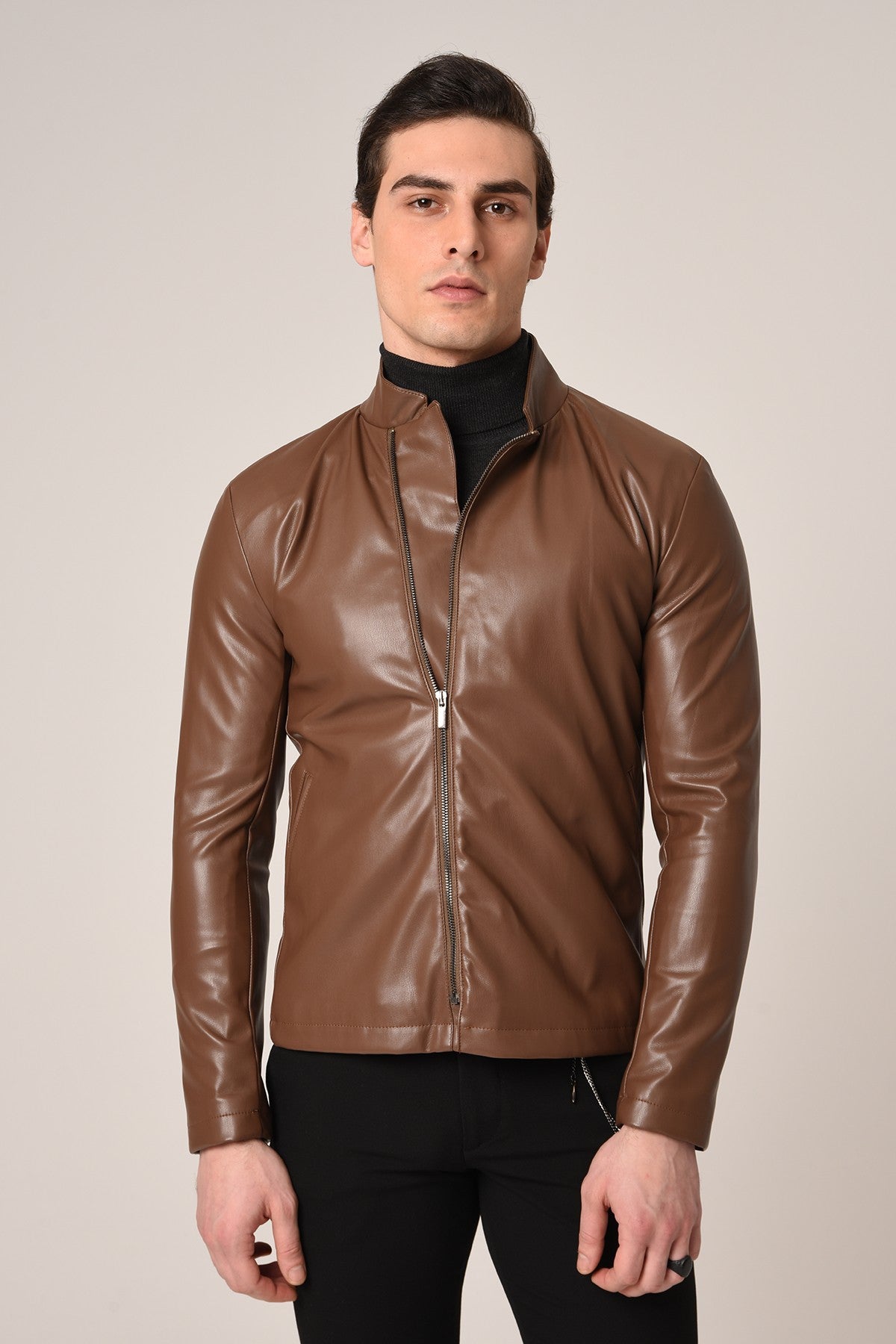Antioch Stand-Up Collar Leather Jacket