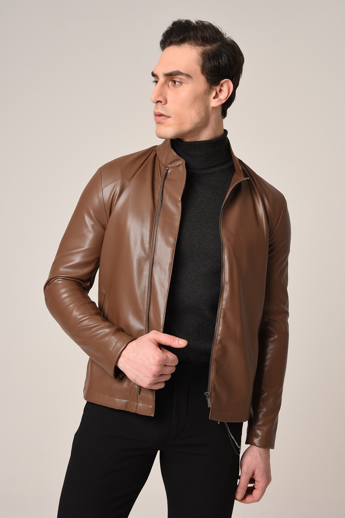 Antioch Stand-Up Collar Leather Jacket
