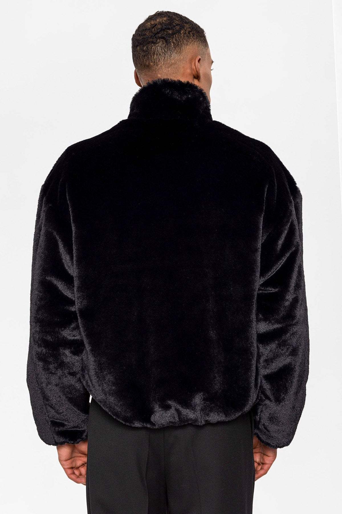 Antioch Men's Stand-Up Collar Faux Fur Coat