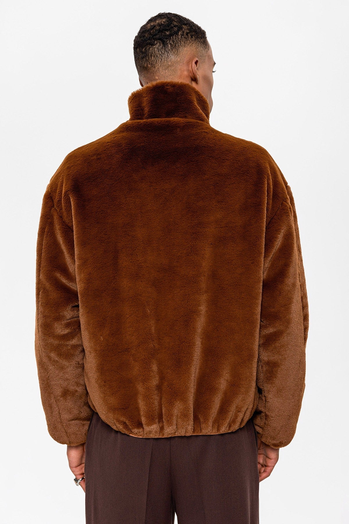 Antioch Men's Stand-Up Collar Faux Fur Coat