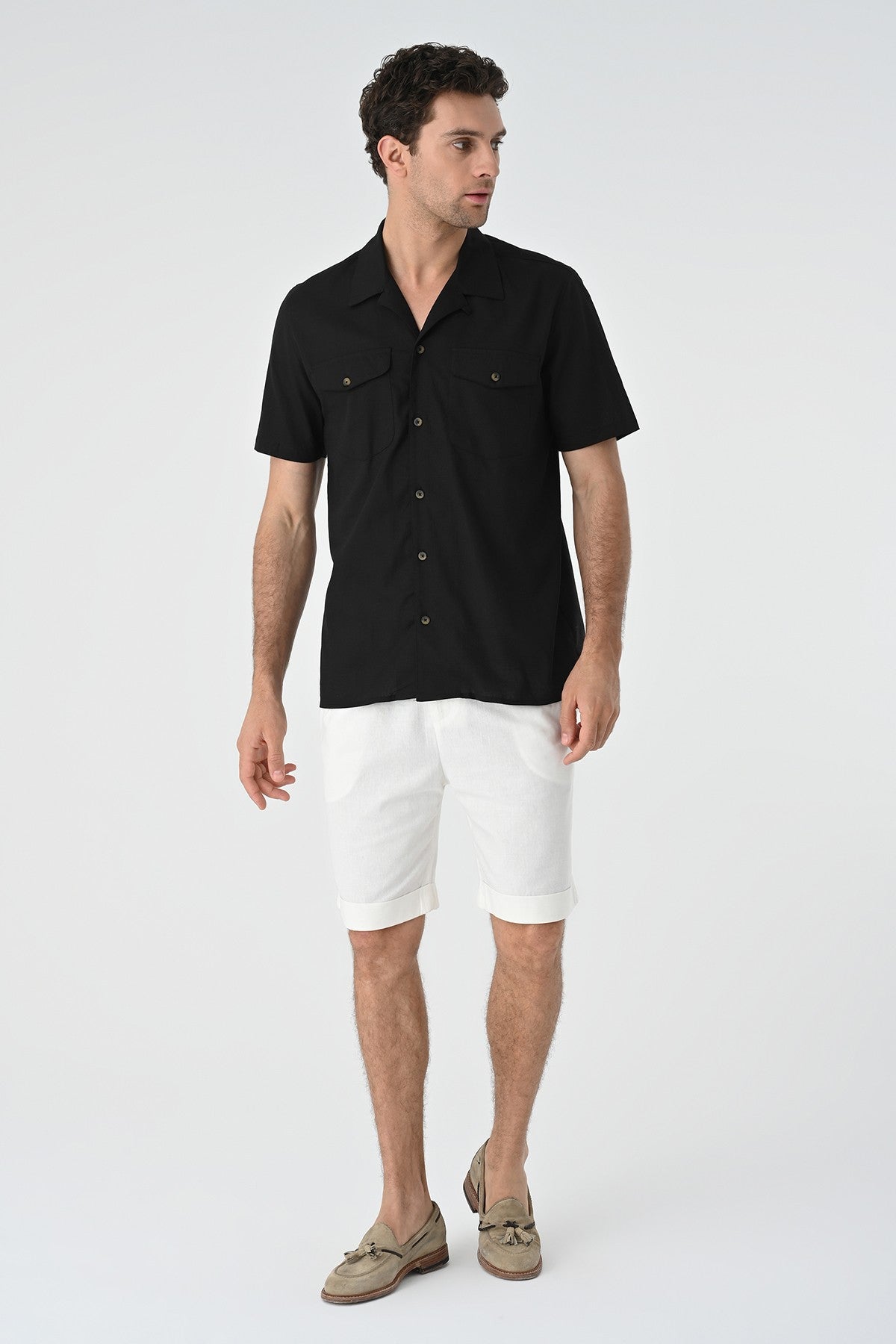 Men's Shirt with Apache Collar and Pocket Details