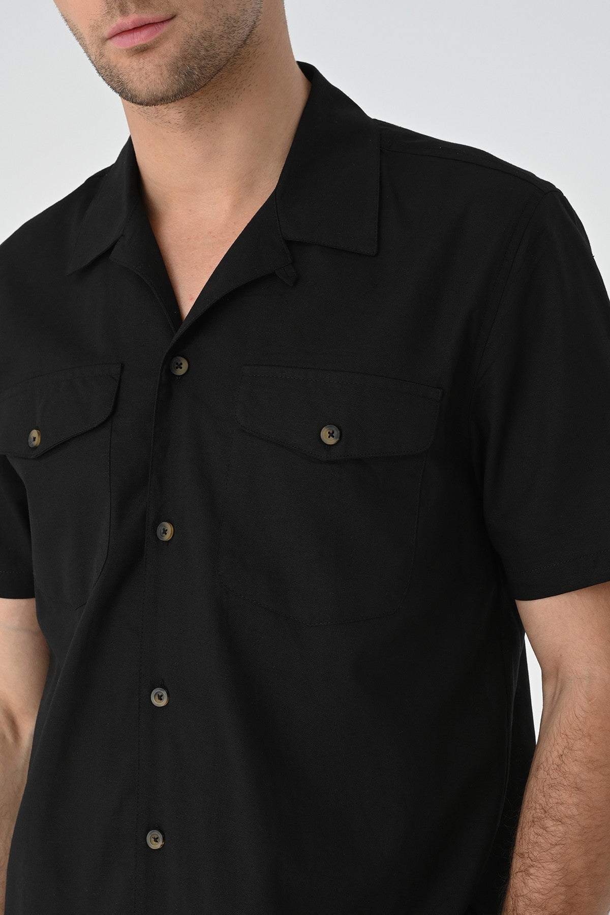 Men's Shirt with Apache Collar and Pocket Details