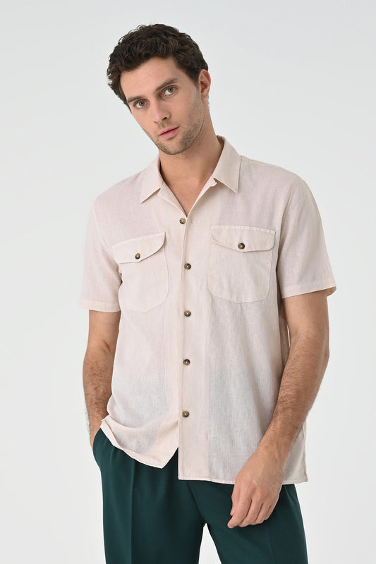 Men's Shirt with Apache Collar and Pocket Details