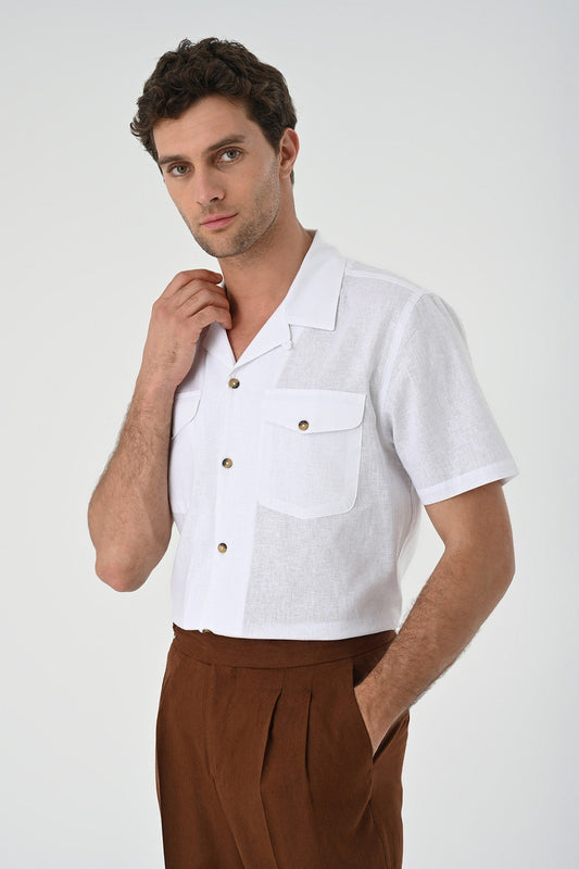 Men's Shirt with Apache Collar and Pocket Details