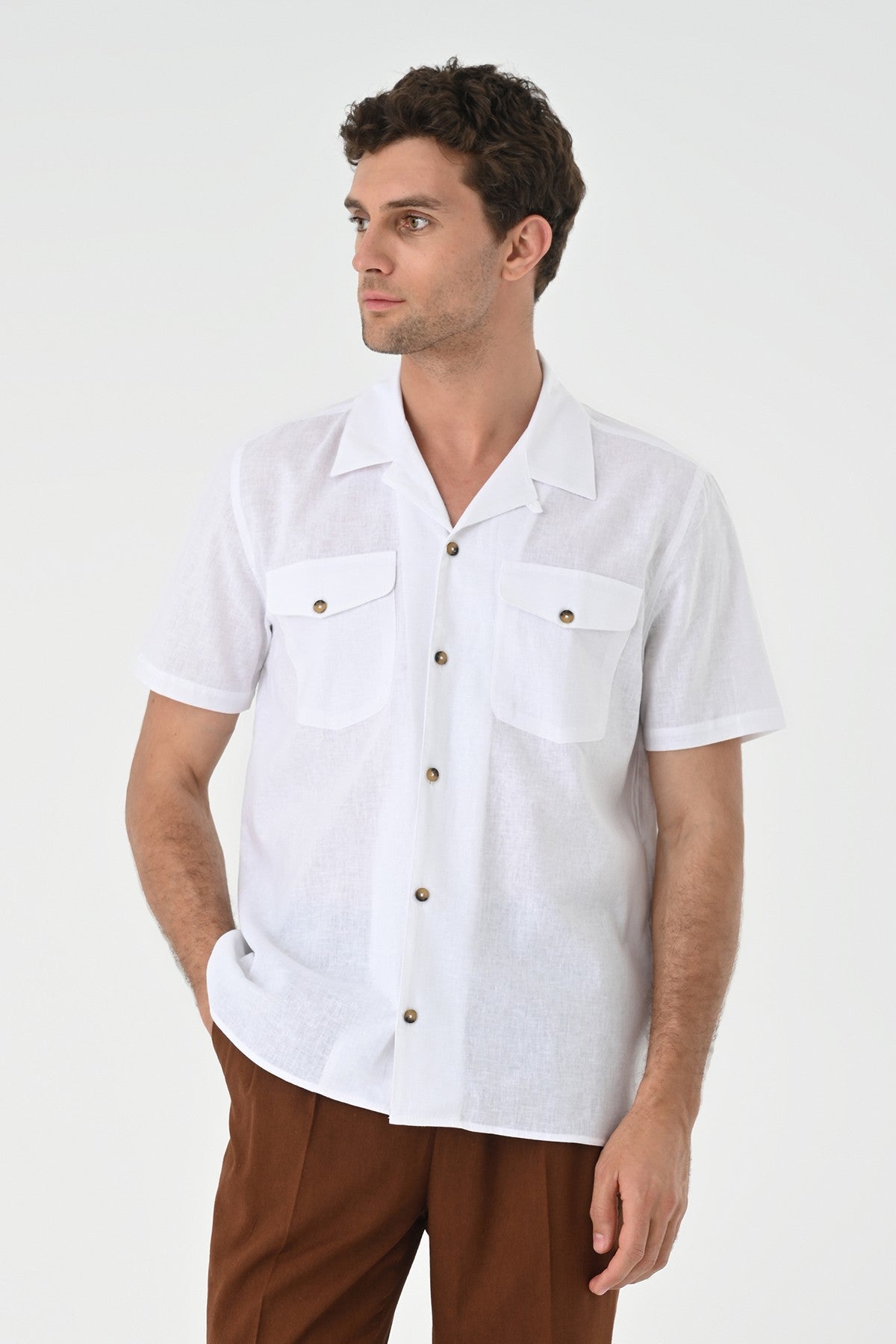 Men's Shirt with Apache Collar and Pocket Details