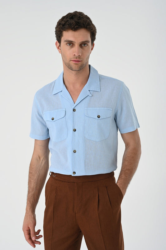 Men's Shirt with Apache Collar and Pocket Details