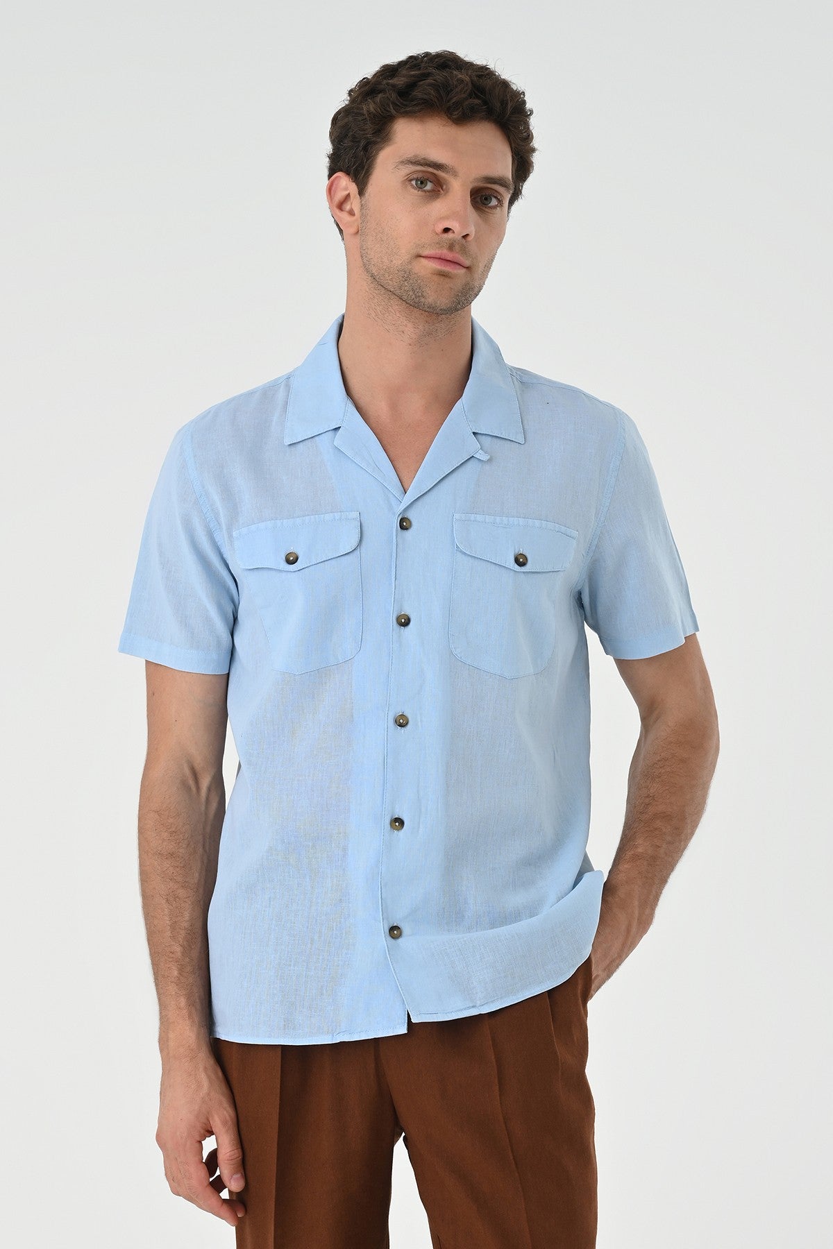 Men's Shirt with Apache Collar and Pocket Details