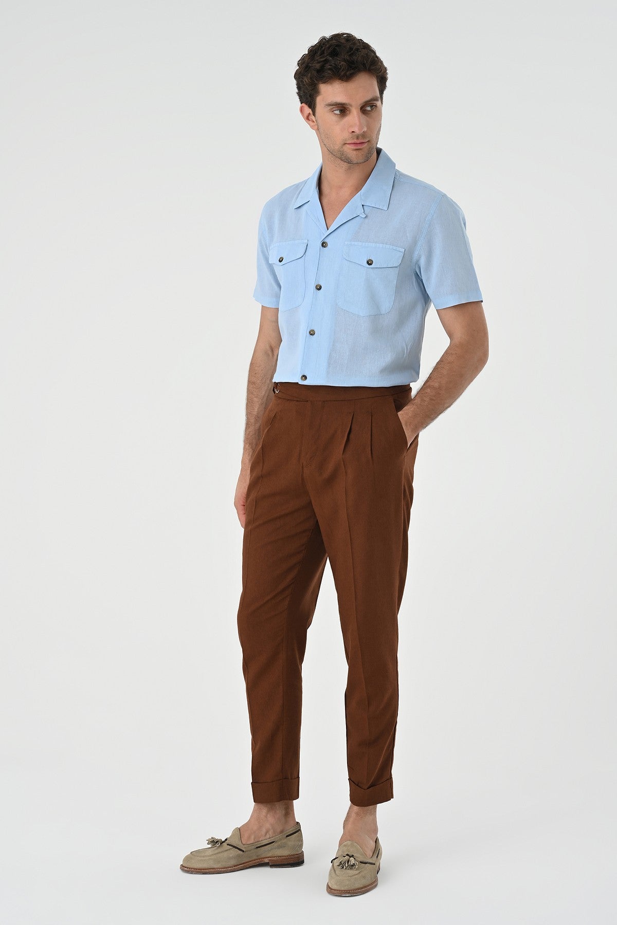 Men's Shirt with Apache Collar and Pocket Details