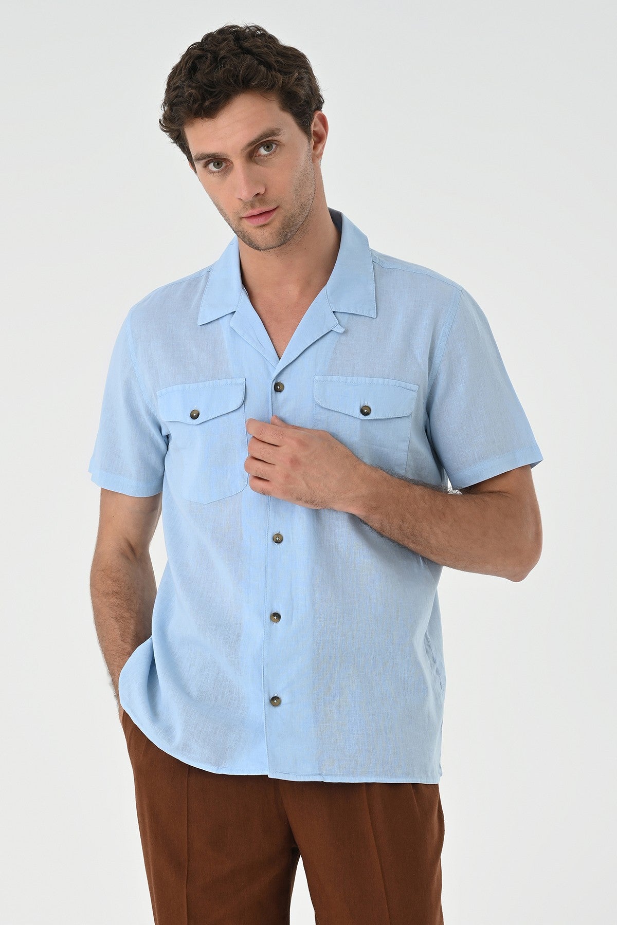 Men's Shirt with Apache Collar and Pocket Details
