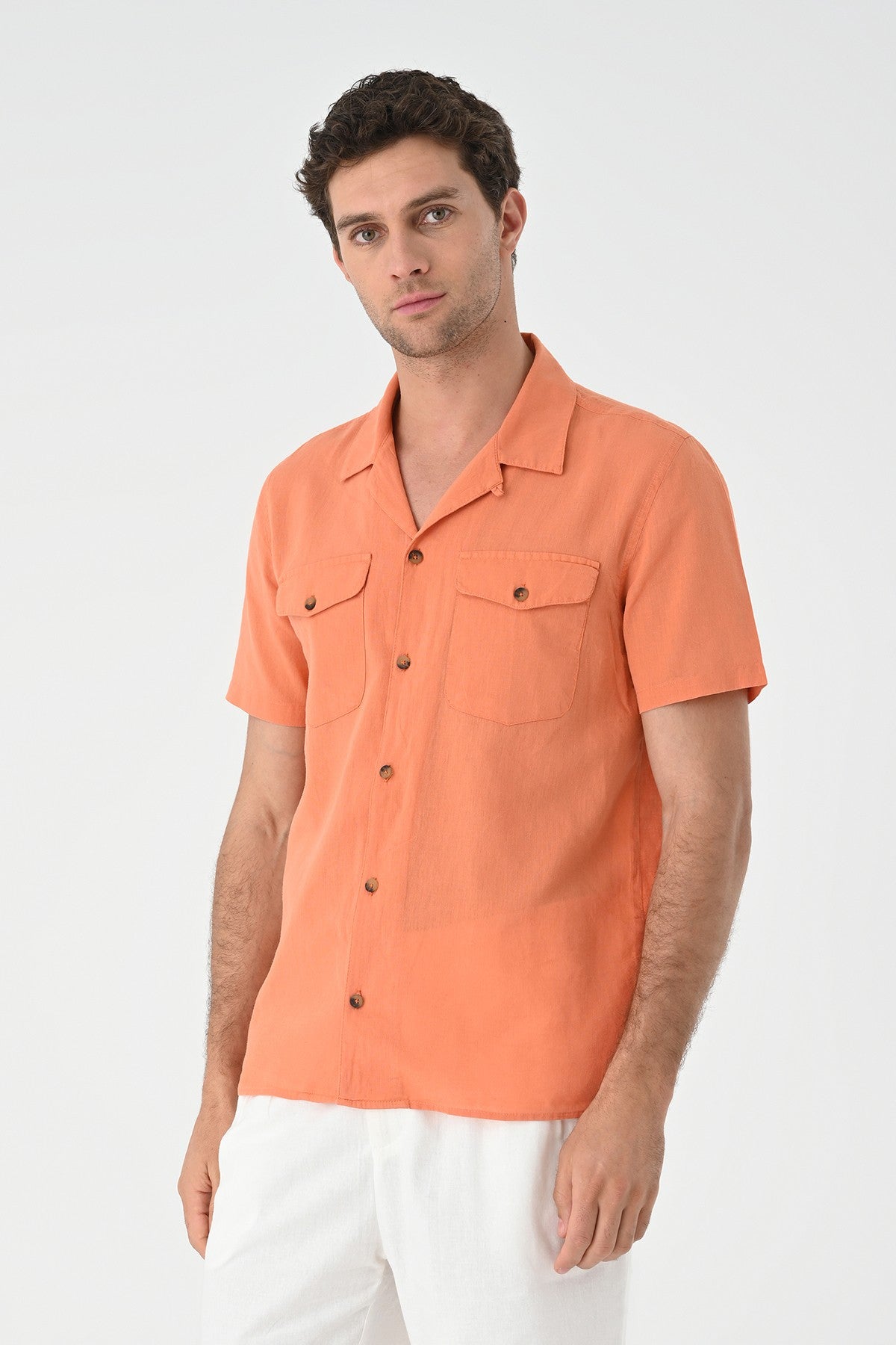 Men's Shirt with Apache Collar and Pocket Details