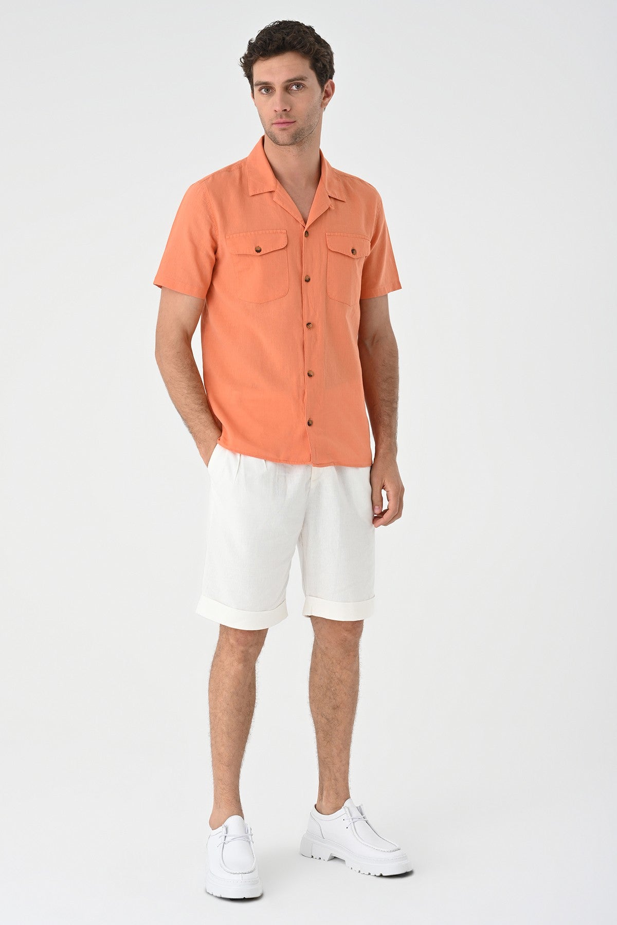 Men's Shirt with Apache Collar and Pocket Details