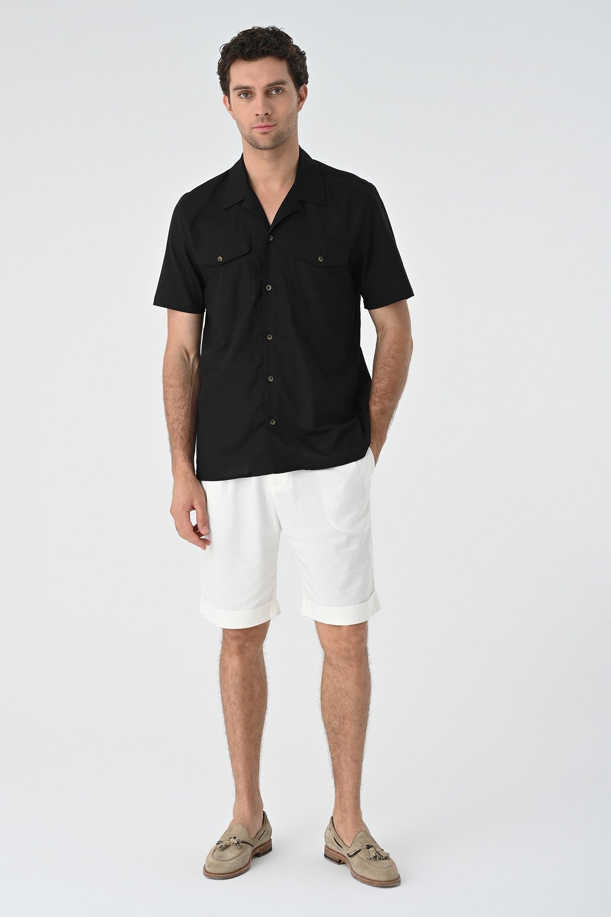 Men's Shirt with Apache Collar and Pocket Details