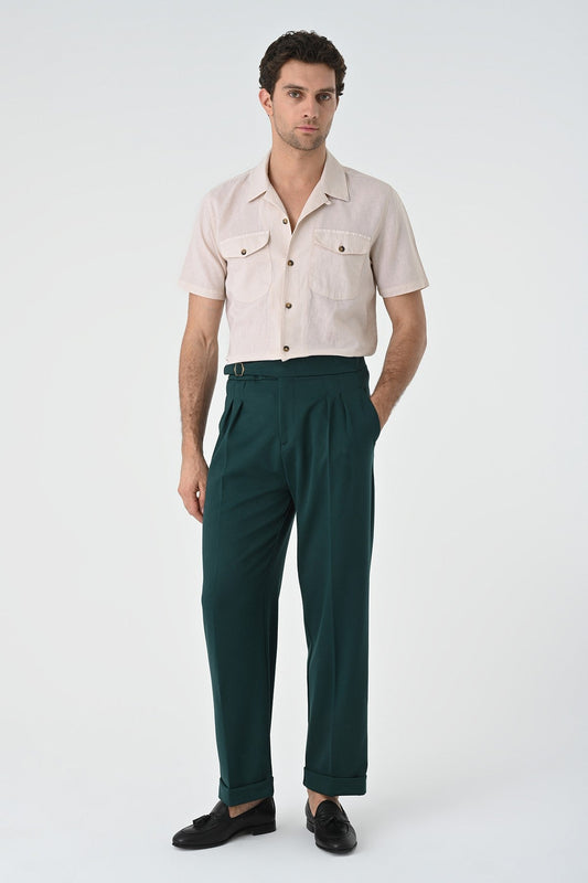 Men's Shirt with Apache Collar and Pocket Details