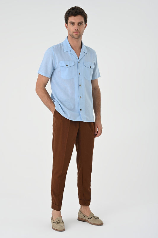 Men's Shirt with Apache Collar and Pocket Details