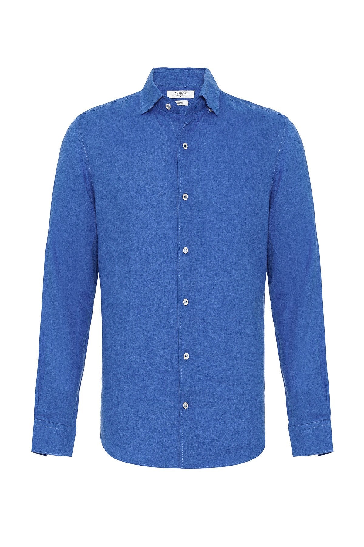 Men's 100% Linen Shirt with an Antioch Collar and Button Detail
