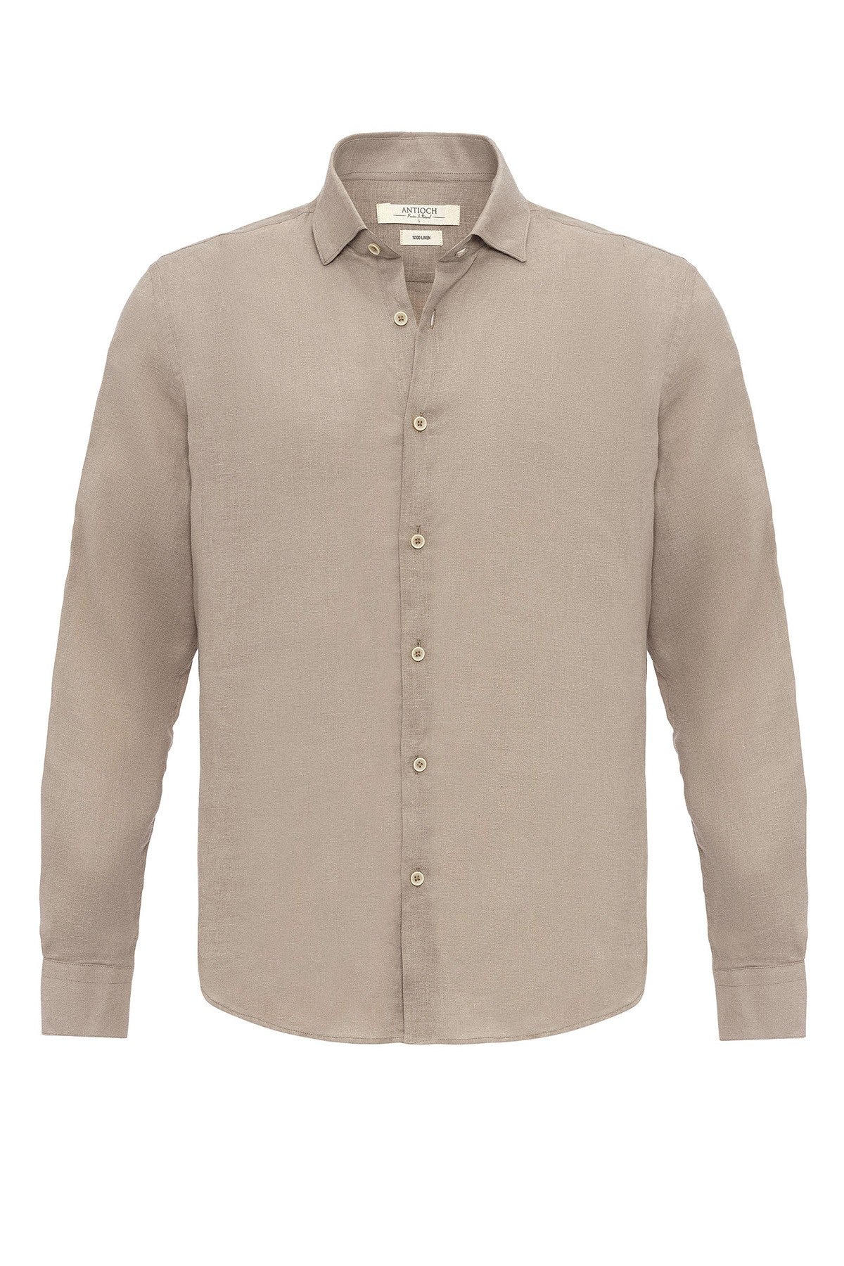 Men's 100% Linen Shirt with an Antioch Collar and Button Detail