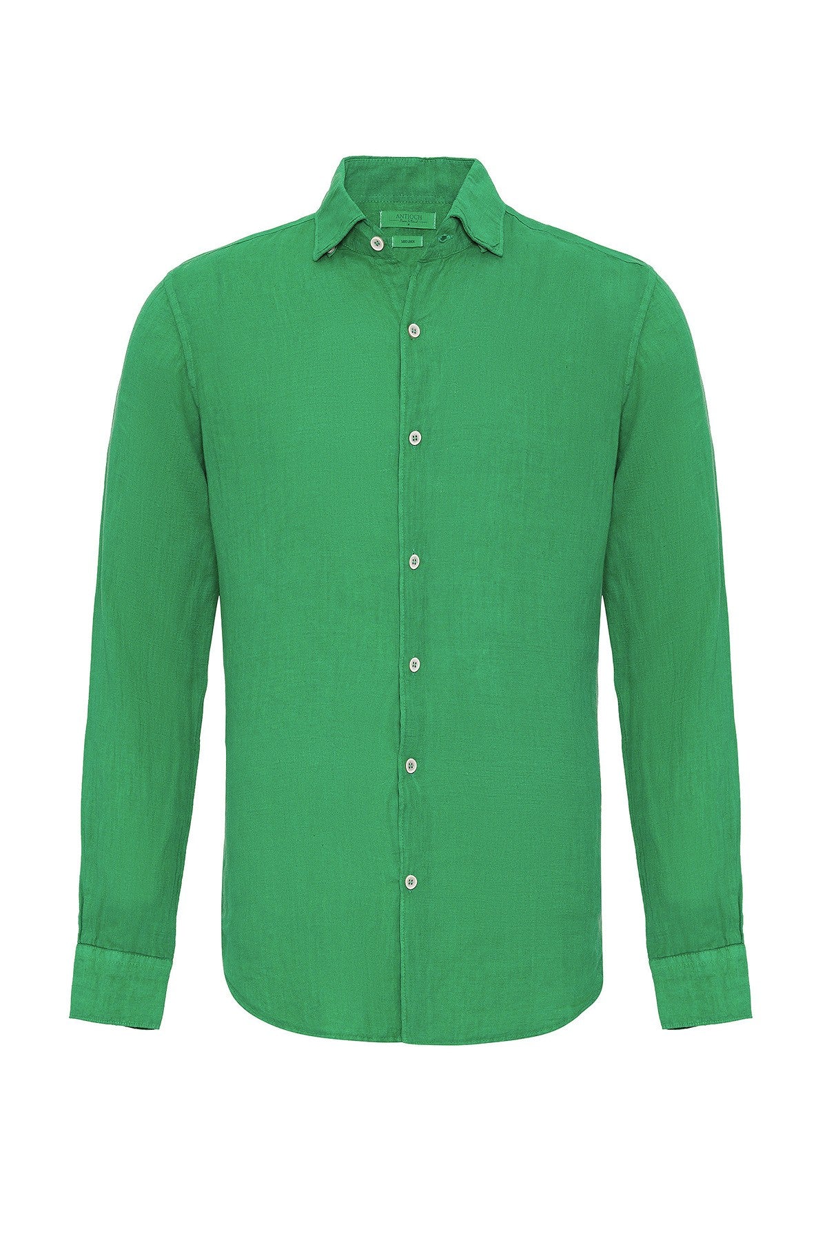 Men's 100% Linen Shirt with an Antioch Collar and Button Detail