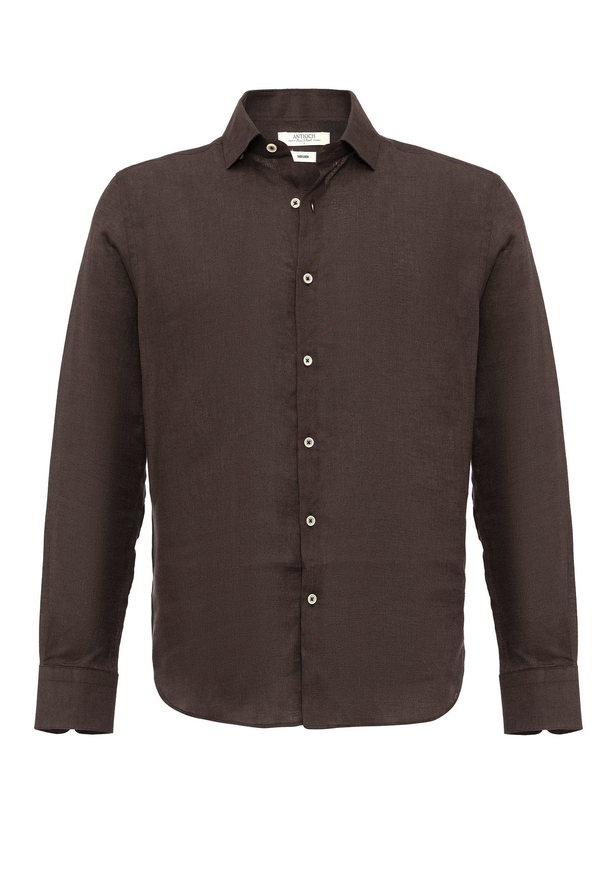 Men's 100% Linen Shirt with an Antioch Collar and Button Detail