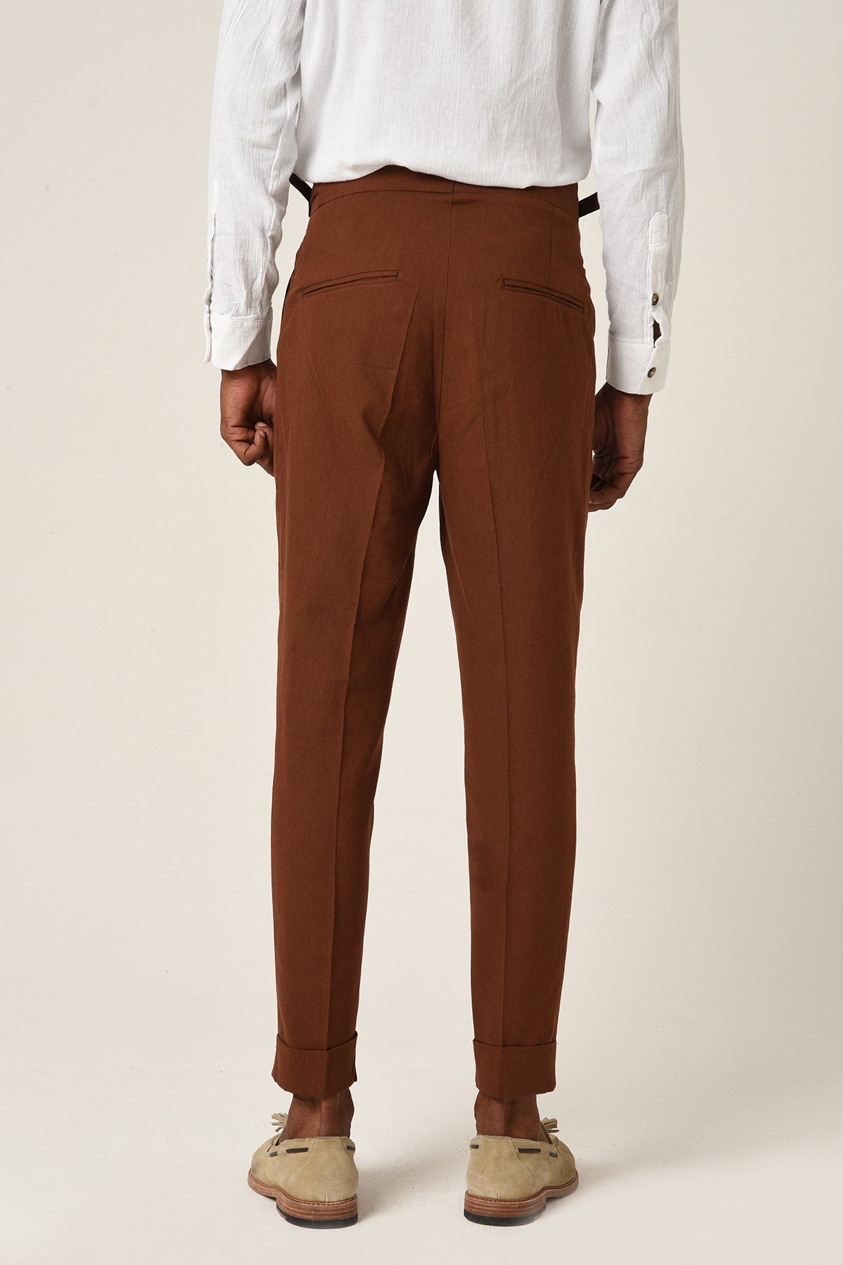 Antioch High-Waisted Belted Pleated Linen Pants
