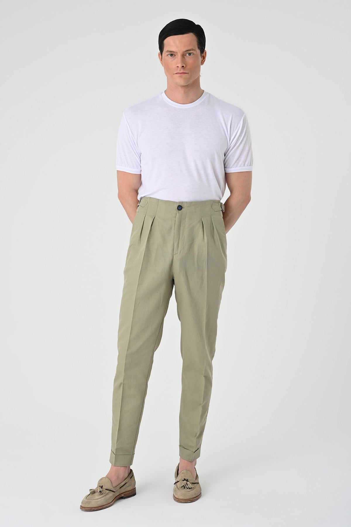 Antioch High-Waisted Pleated Linen Men's Pants