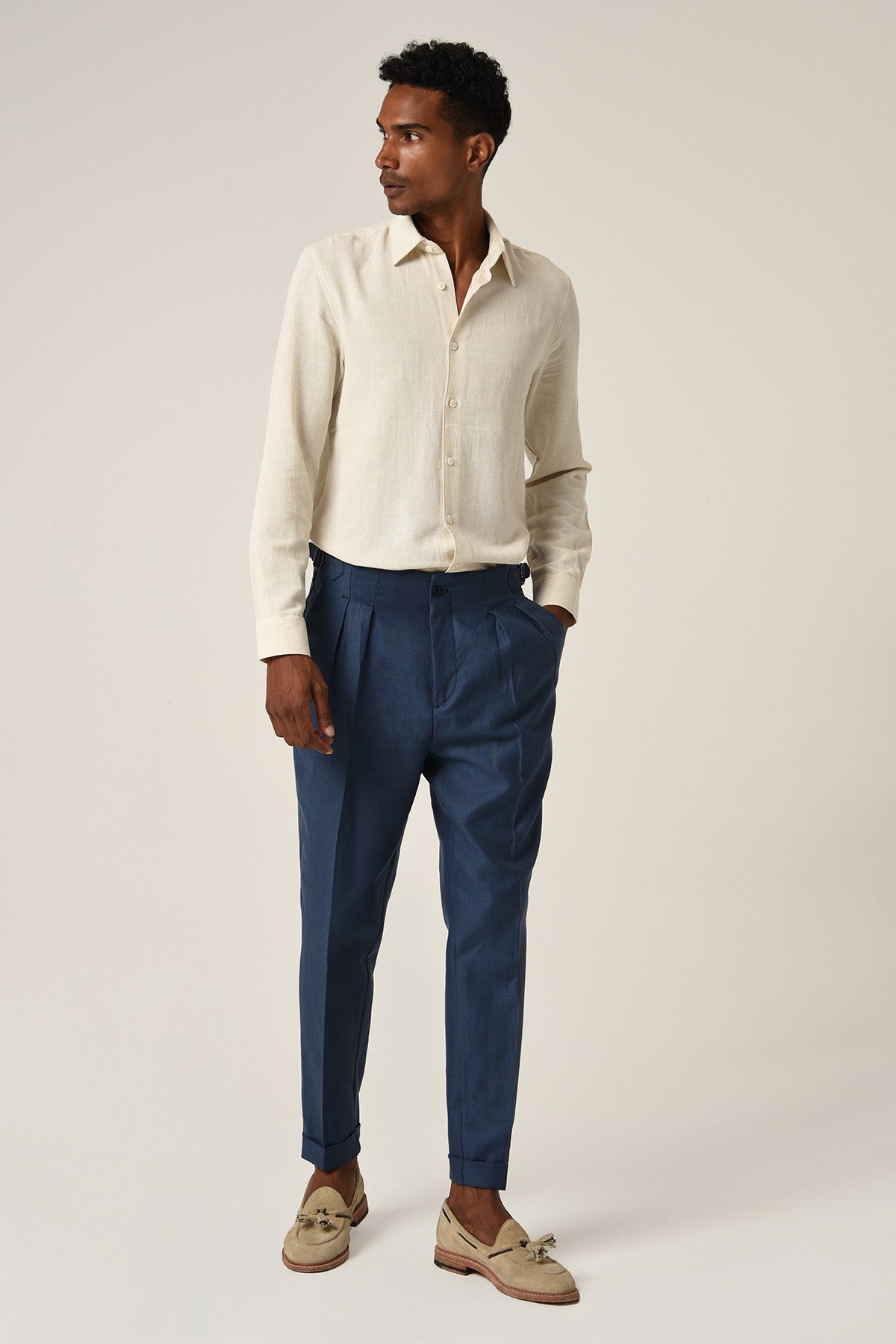 Antioch High-Waisted Pleated Linen Men's Pants