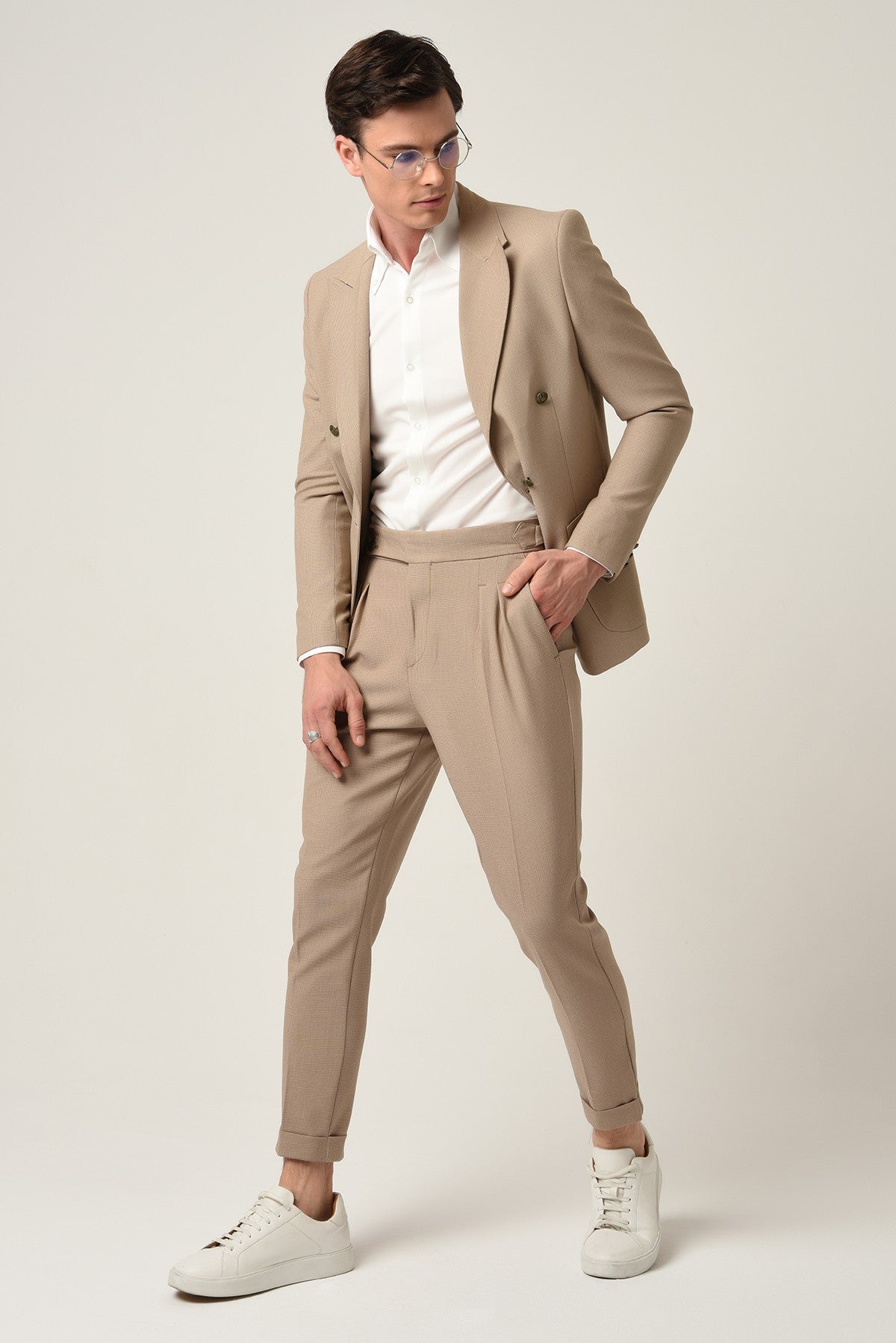 Antioch High-Waisted Pleated Pants with Side Buckles
