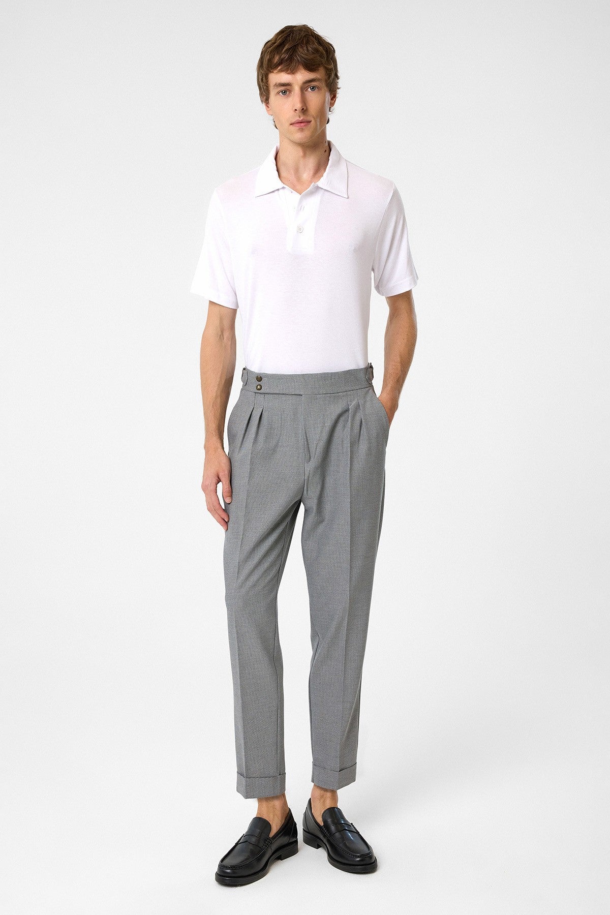 Antioch High-Waisted Pleated Pants with Side Buckles
