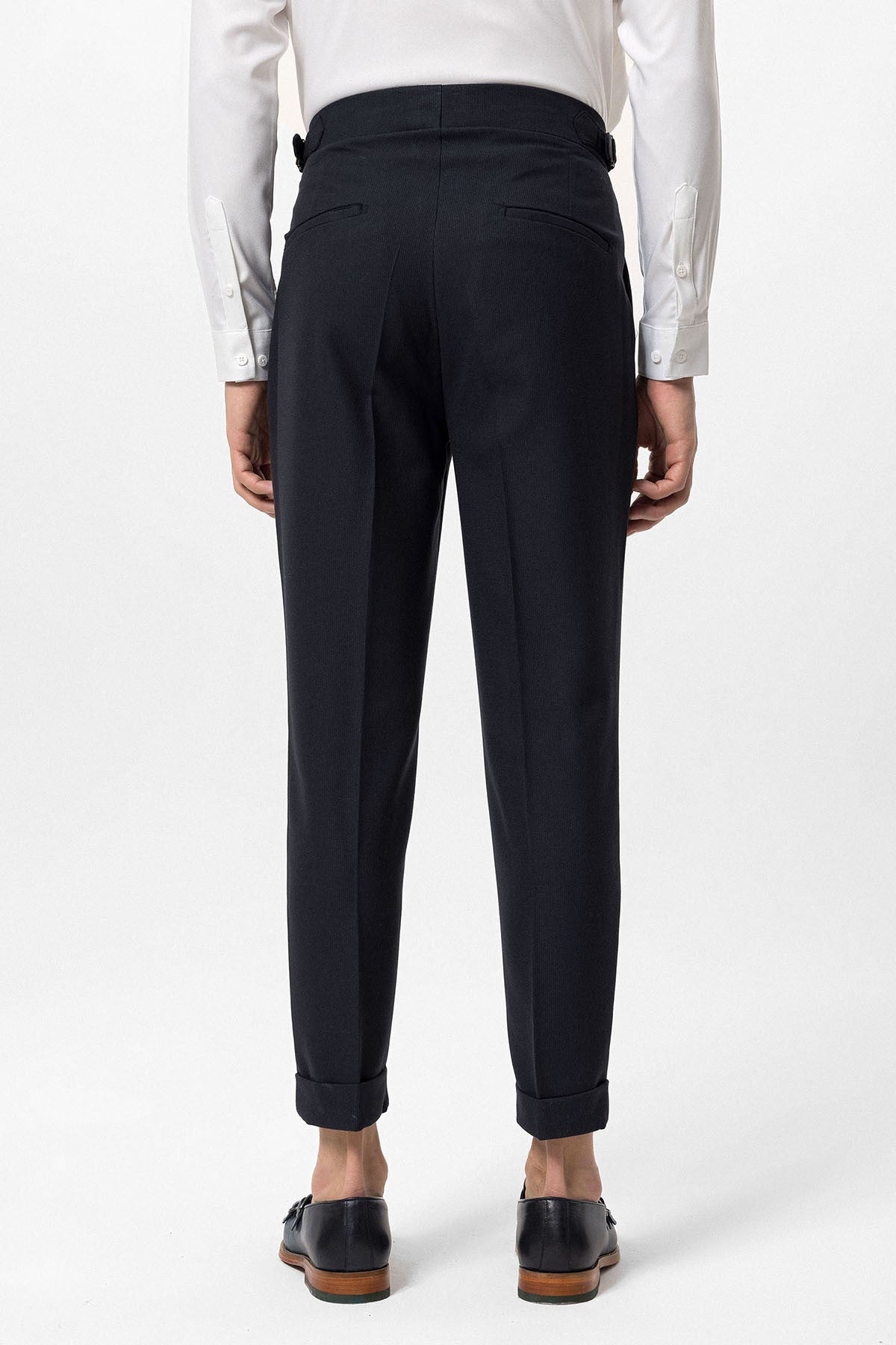 Antioch High-Waisted Pleated Pants with Side Buckles
