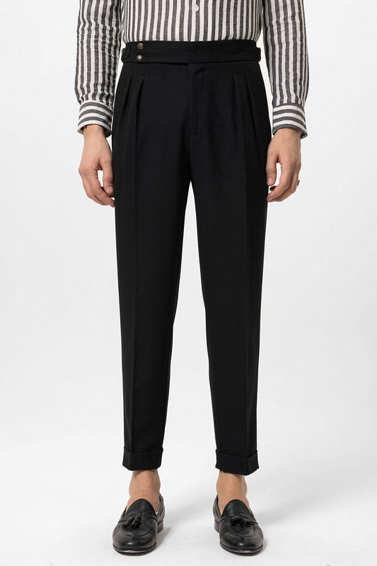 Antioch High-Waisted Pleated Pants with Side Buckles