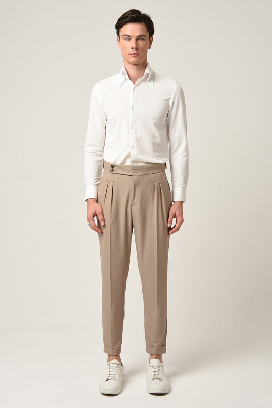 Antioch High-Waisted Pleated Pants with Side Buckles