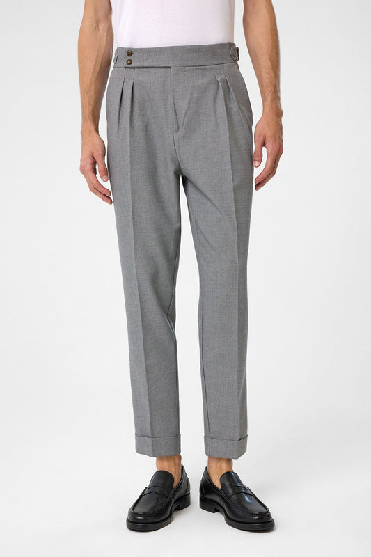 Antioch High-Waisted Pleated Pants with Side Buckles