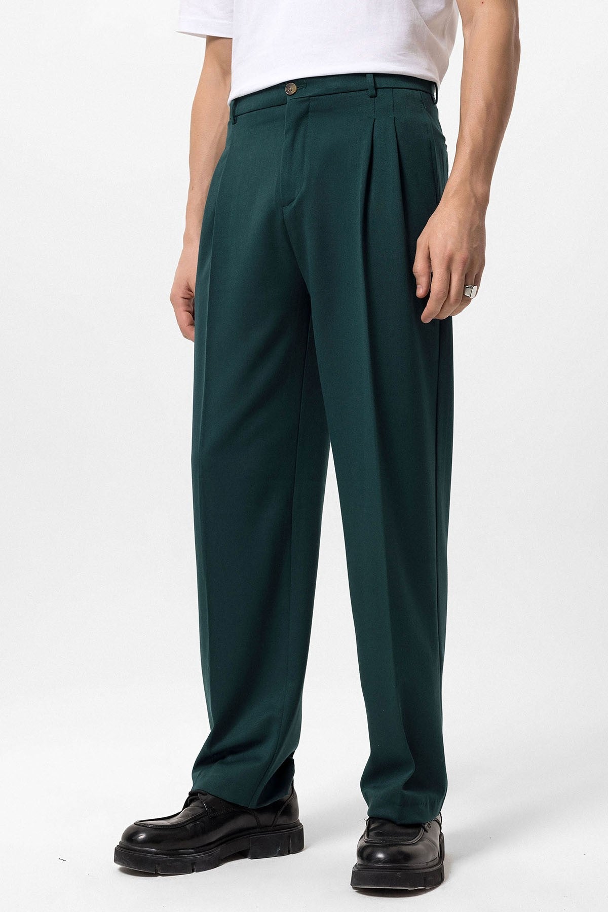 High-Waisted Pleated Relaxed-Fit Men's Pants