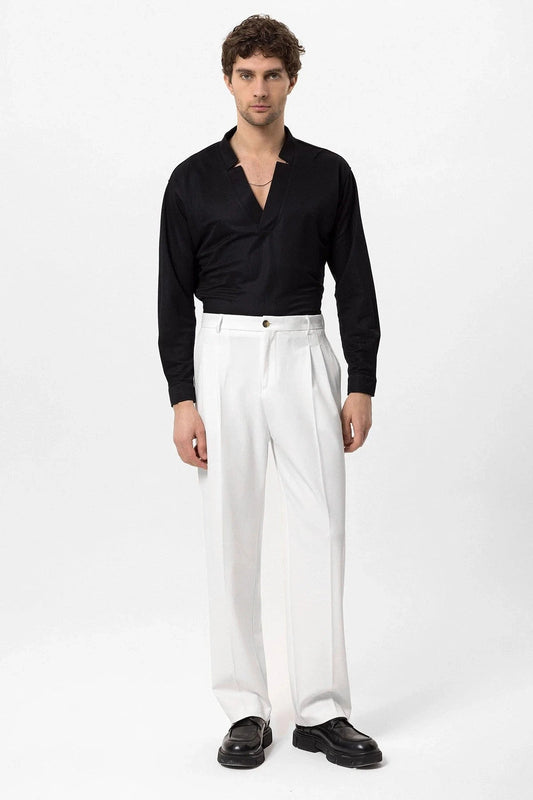 High-Waisted Pleated Relaxed-Fit Men's Pants