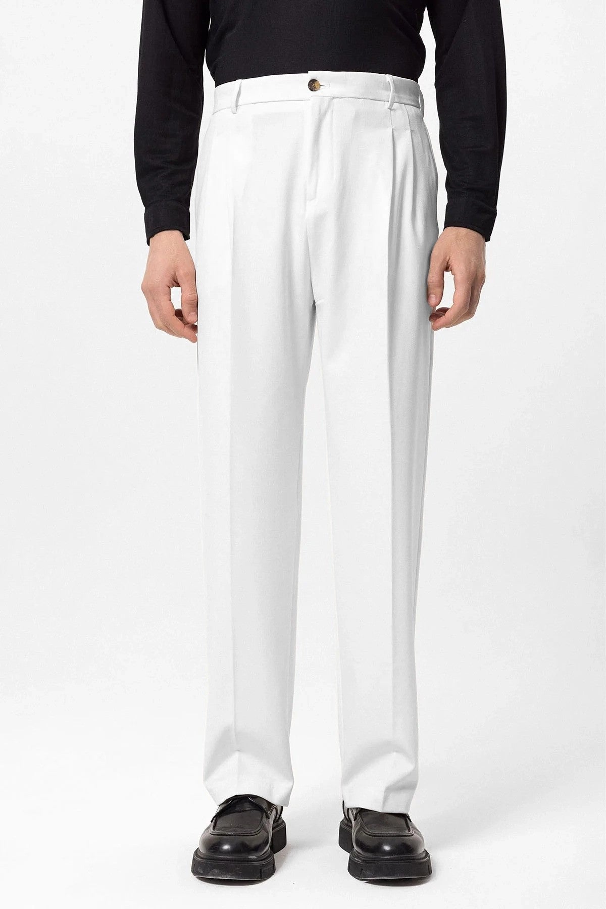 High-Waisted Pleated Relaxed-Fit Men's Pants