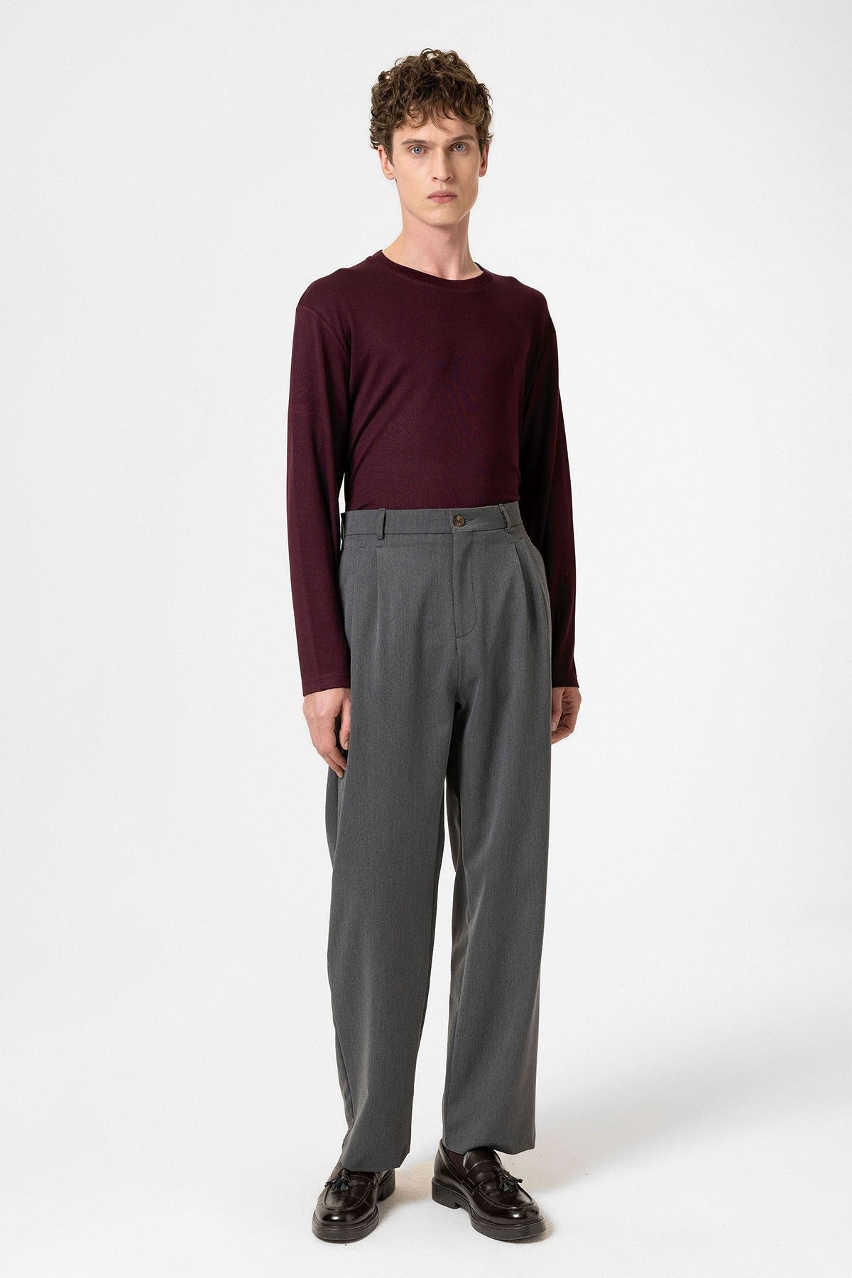 High-Waisted Pleated Relaxed-Fit Men's Pants