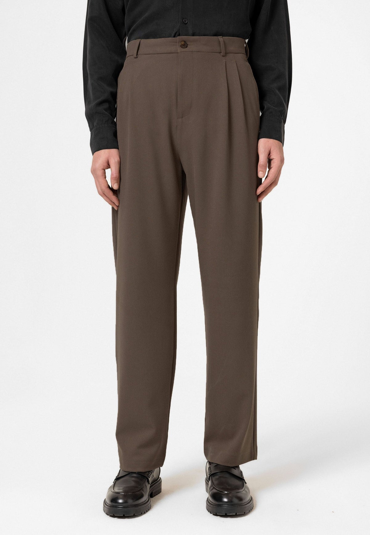 High-Waisted Pleated Relaxed-Fit Men's Pants
